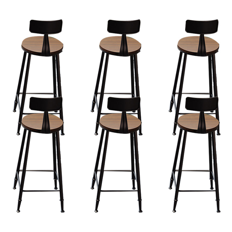 Solid Wood Dining Stools Contemporary Bar Stools with Footrest With Back 6 Piece Set Clearhalo 'Bar Furniture' 'Bar Stools' 'bar_stools' 'furn' 'furn_bar_stools' 'Furniture' 'Kitchen & Dining Furniture' 6472761