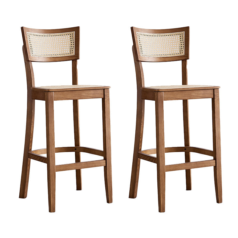 Taburete de bar de madera maciza para sala de estar, taburete de bar contemporáneo de ratán