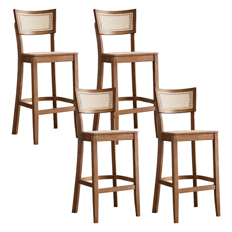 Taburete de bar de madera maciza para sala de estar, taburete de bar contemporáneo de ratán