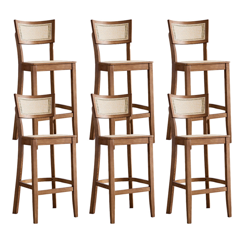 Taburete de bar de madera maciza para sala de estar, taburete de bar contemporáneo de ratán