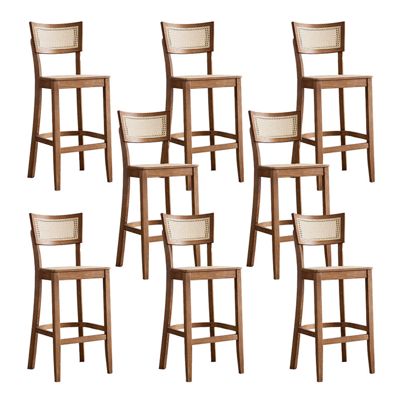 Taburete de bar de madera maciza para sala de estar, taburete de bar contemporáneo de ratán