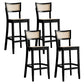 Taburete de bar de madera maciza para sala de estar, taburete de bar contemporáneo de ratán