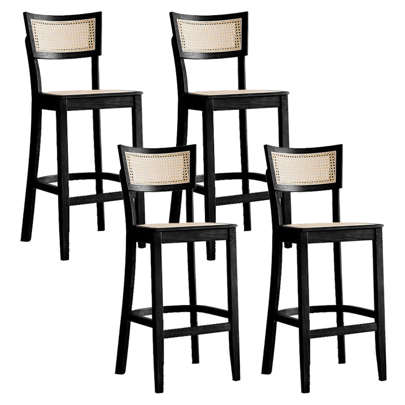 Taburete de bar de madera maciza para sala de estar, taburete de bar contemporáneo de ratán