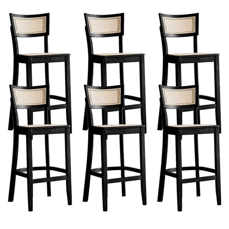Taburete de bar de madera maciza para sala de estar, taburete de bar contemporáneo de ratán