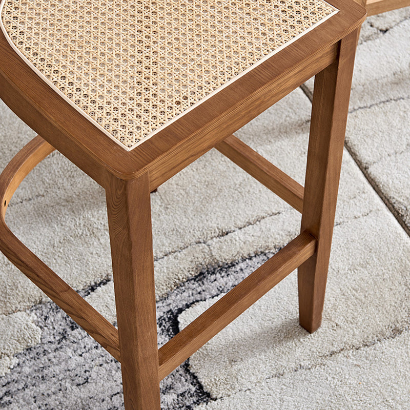 Taburete de bar de madera maciza para sala de estar, taburete de bar contemporáneo de ratán