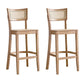 Taburete de bar de madera maciza para sala de estar, taburete de bar contemporáneo de ratán