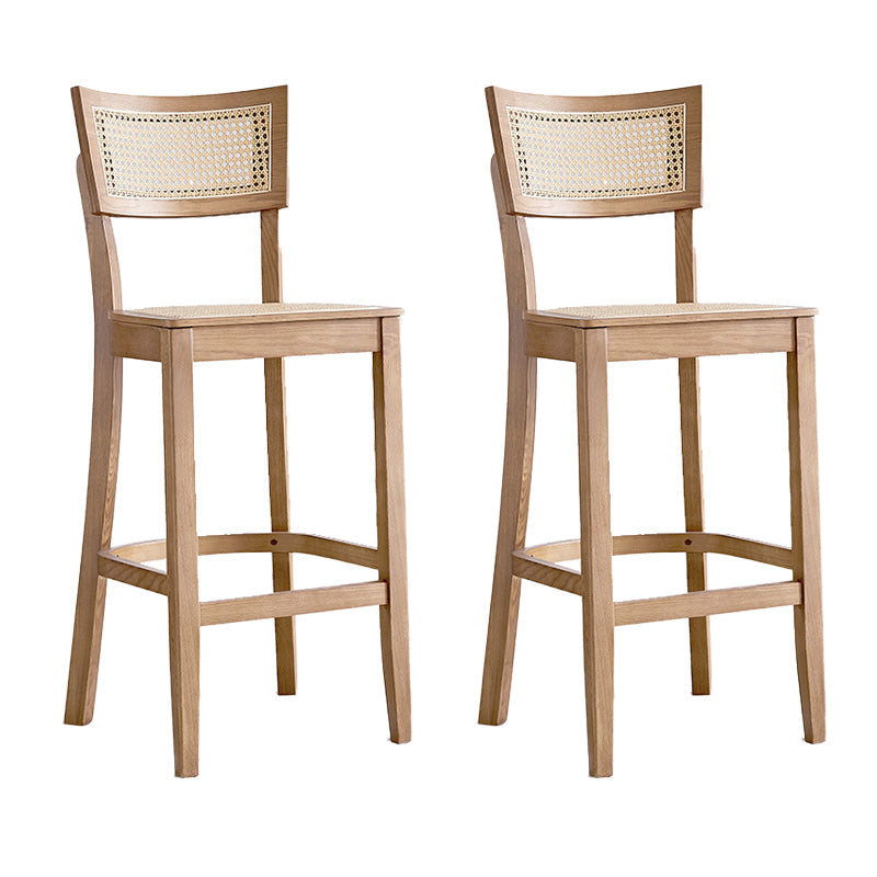 Taburete de bar de madera maciza para sala de estar, taburete de bar contemporáneo de ratán