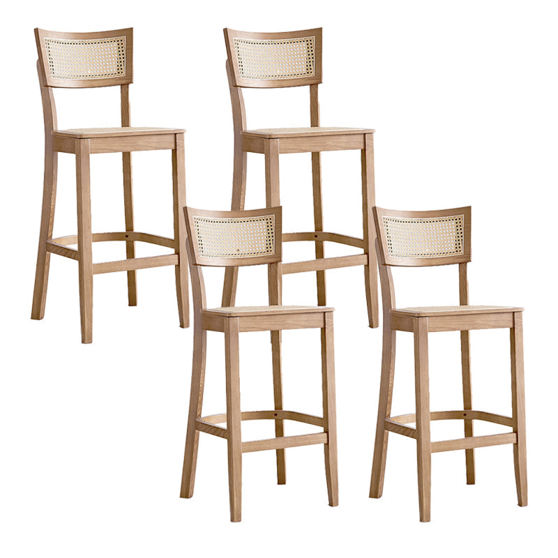 Taburete de bar de madera maciza para sala de estar, taburete de bar contemporáneo de ratán