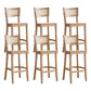 Taburete de bar de madera maciza para sala de estar, taburete de bar contemporáneo de ratán