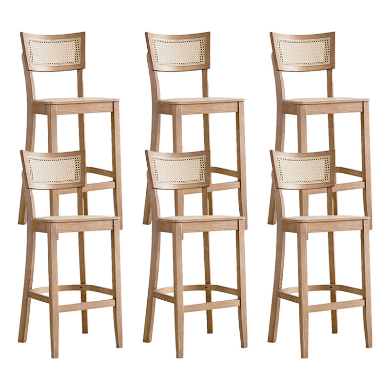 Taburete de bar de madera maciza para sala de estar, taburete de bar contemporáneo de ratán