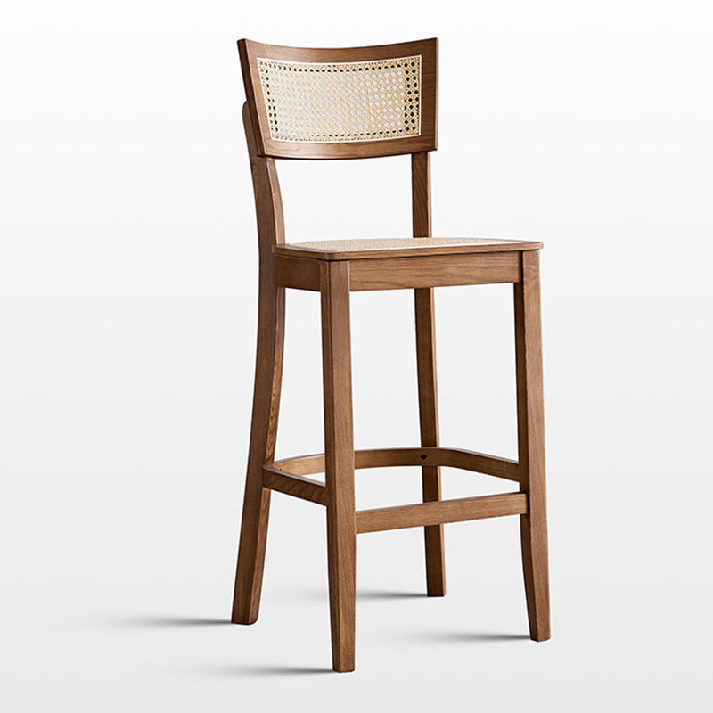 Taburete de bar de madera maciza para sala de estar, taburete de bar contemporáneo de ratán