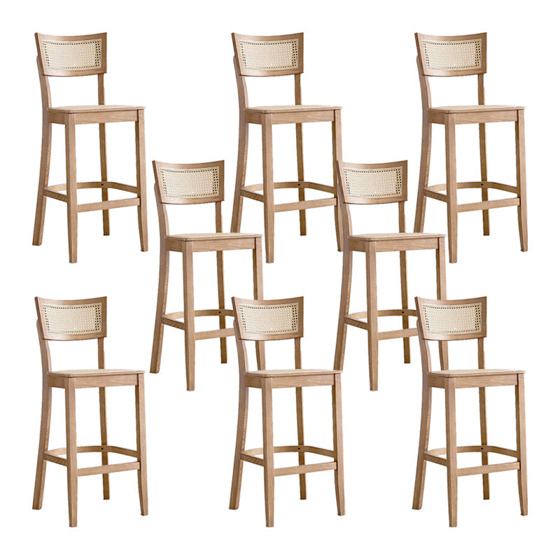 Taburete de bar de madera maciza para sala de estar, taburete de bar contemporáneo de ratán