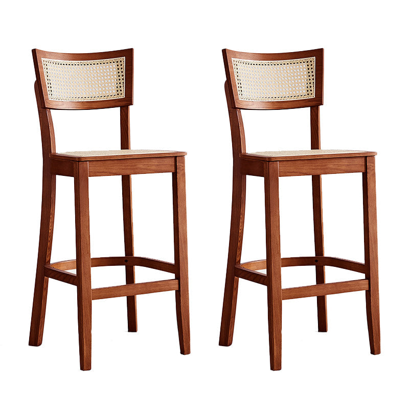 Taburete de bar de madera maciza para sala de estar, taburete de bar contemporáneo de ratán