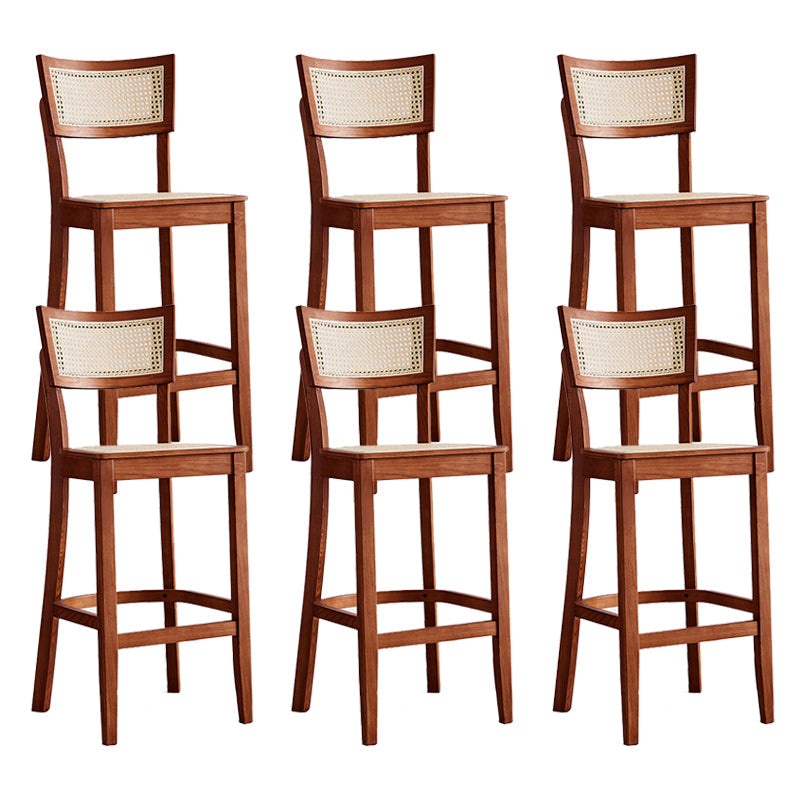 Taburete de bar de madera maciza para sala de estar, taburete de bar contemporáneo de ratán