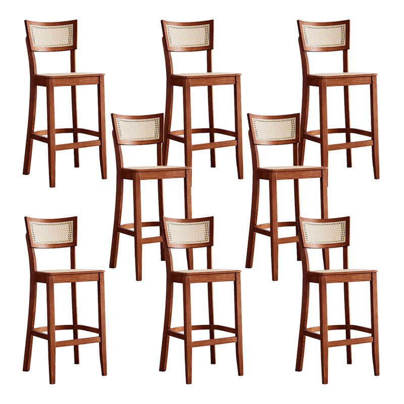 Taburete de bar de madera maciza para sala de estar, taburete de bar contemporáneo de ratán
