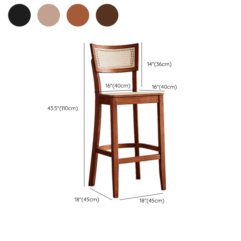 Taburete de bar de madera maciza para sala de estar, taburete de bar contemporáneo de ratán