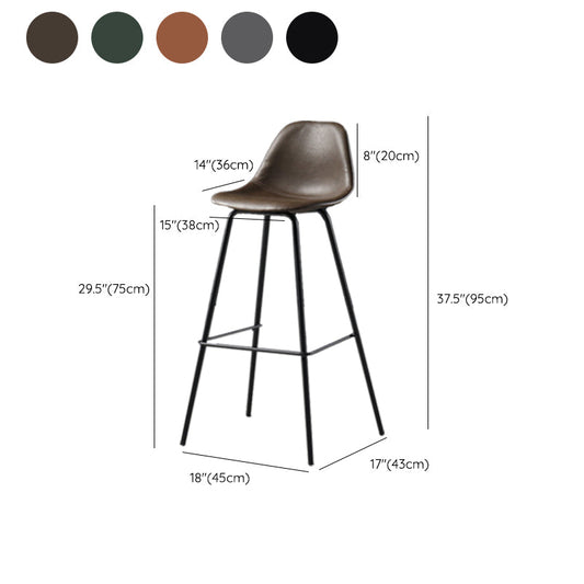 Leather Bar Stool Modern Low Back Counter Stool for Bristol with Metal Base