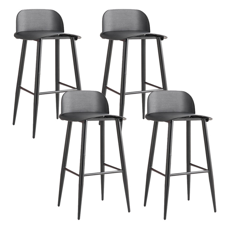 Glam Living Room Bar Height Stool Plastic Bar Stool with Iron Legs Black 4 Piece Set Clearhalo 'Bar Furniture' 'Bar Stools' 'bar_stools' 'furn' 'furn_bar_stools' 'Furniture' 'Kitchen & Dining Furniture' 6472863