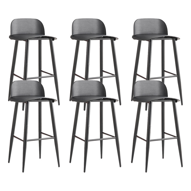 Glam Living Room Bar Height Stool Plastic Bar Stool with Iron Legs Black 6 Piece Set Clearhalo 'Bar Furniture' 'Bar Stools' 'bar_stools' 'furn' 'furn_bar_stools' 'Furniture' 'Kitchen & Dining Furniture' 6472865