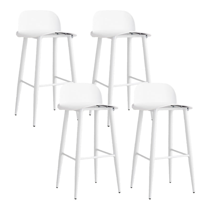 Glam Living Room Bar Height Stool Plastic Bar Stool with Iron Legs White 4 Piece Set Clearhalo 'Bar Furniture' 'Bar Stools' 'bar_stools' 'furn' 'furn_bar_stools' 'Furniture' 'Kitchen & Dining Furniture' 6472881