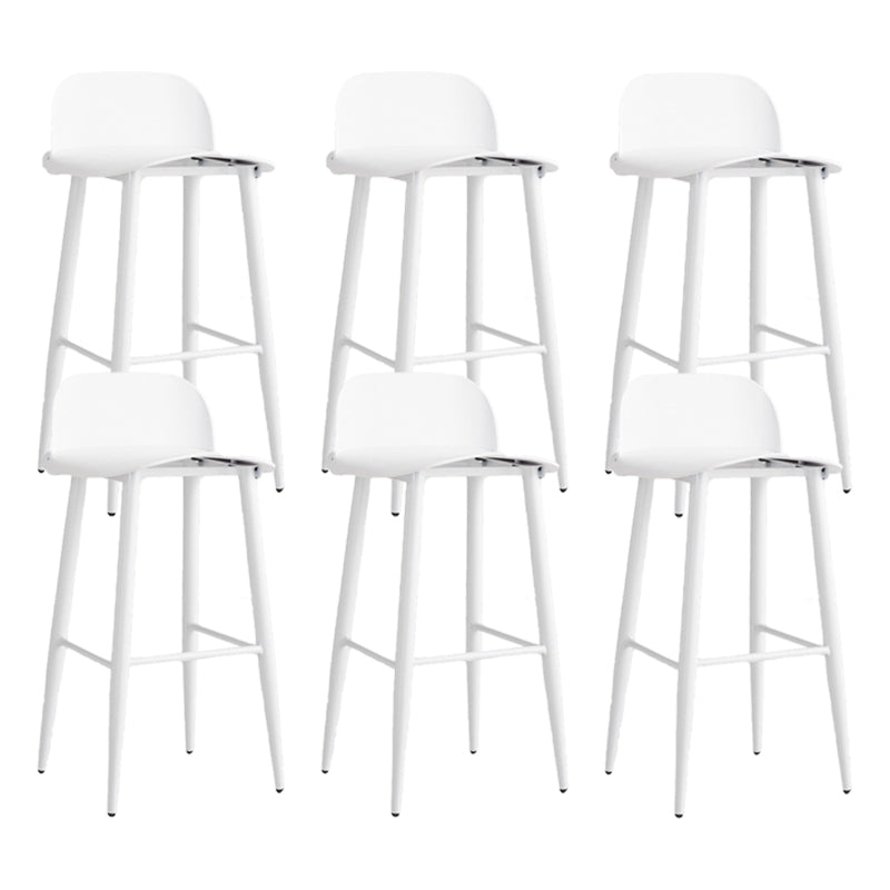 Glam Living Room Bar Height Stool Plastic Bar Stool with Iron Legs White 6 Piece Set Clearhalo 'Bar Furniture' 'Bar Stools' 'bar_stools' 'furn' 'furn_bar_stools' 'Furniture' 'Kitchen & Dining Furniture' 6472883