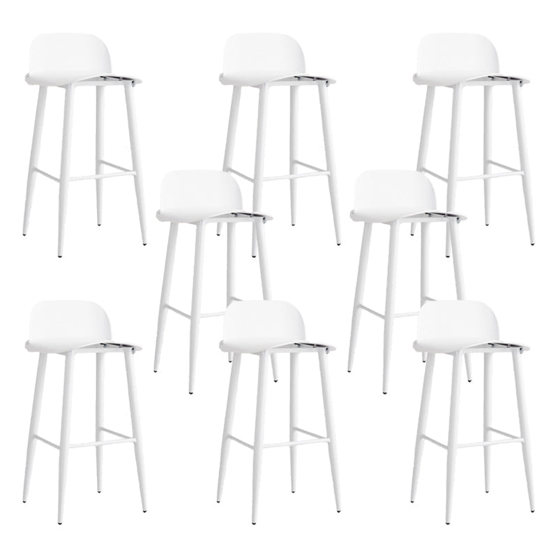Glam Living Room Bar Height Stool Plastic Bar Stool with Iron Legs White 8 Piece Set Clearhalo 'Bar Furniture' 'Bar Stools' 'bar_stools' 'furn' 'furn_bar_stools' 'Furniture' 'Kitchen & Dining Furniture' 6472885
