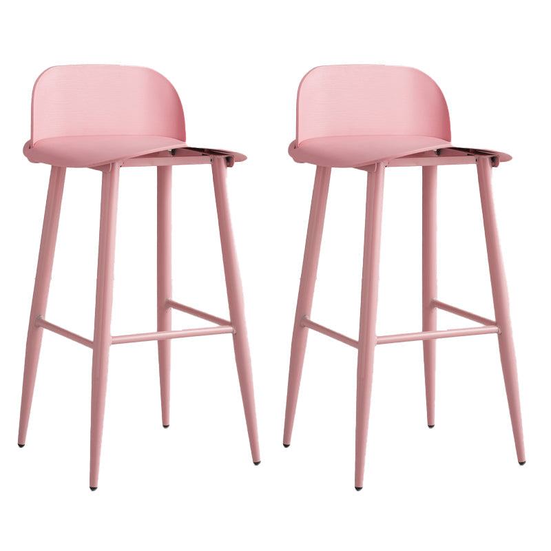 Glam Living Room Bar Height Stool Plastic Bar Stool with Iron Legs Pink 2 Piece Set Clearhalo 'Bar Furniture' 'Bar Stools' 'bar_stools' 'furn' 'furn_bar_stools' 'Furniture' 'Kitchen & Dining Furniture' 6472887