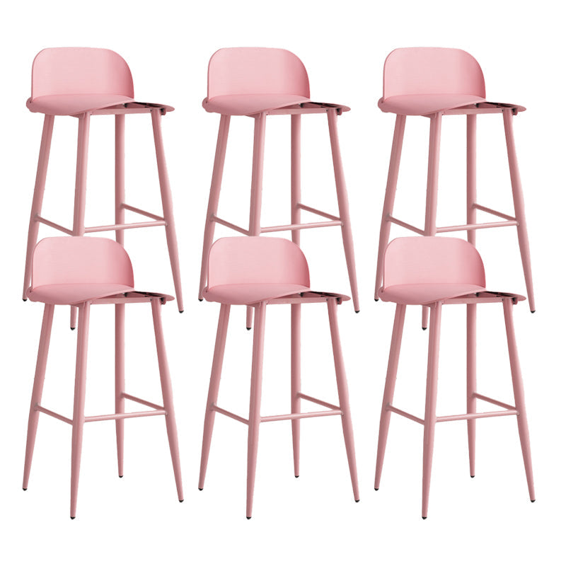 Glam Living Room Bar Height Stool Plastic Bar Stool with Iron Legs Pink 6 Piece Set Clearhalo 'Bar Furniture' 'Bar Stools' 'bar_stools' 'furn' 'furn_bar_stools' 'Furniture' 'Kitchen & Dining Furniture' 6472889