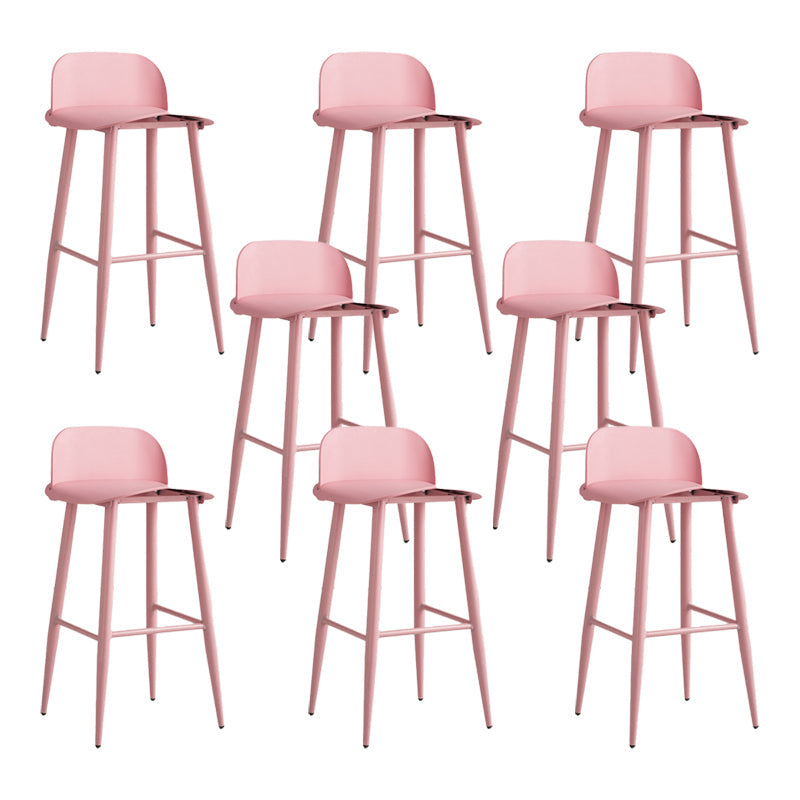 Glam Living Room Bar Height Stool Plastic Bar Stool with Iron Legs Pink 8 Piece Set Clearhalo 'Bar Furniture' 'Bar Stools' 'bar_stools' 'furn' 'furn_bar_stools' 'Furniture' 'Kitchen & Dining Furniture' 6472890