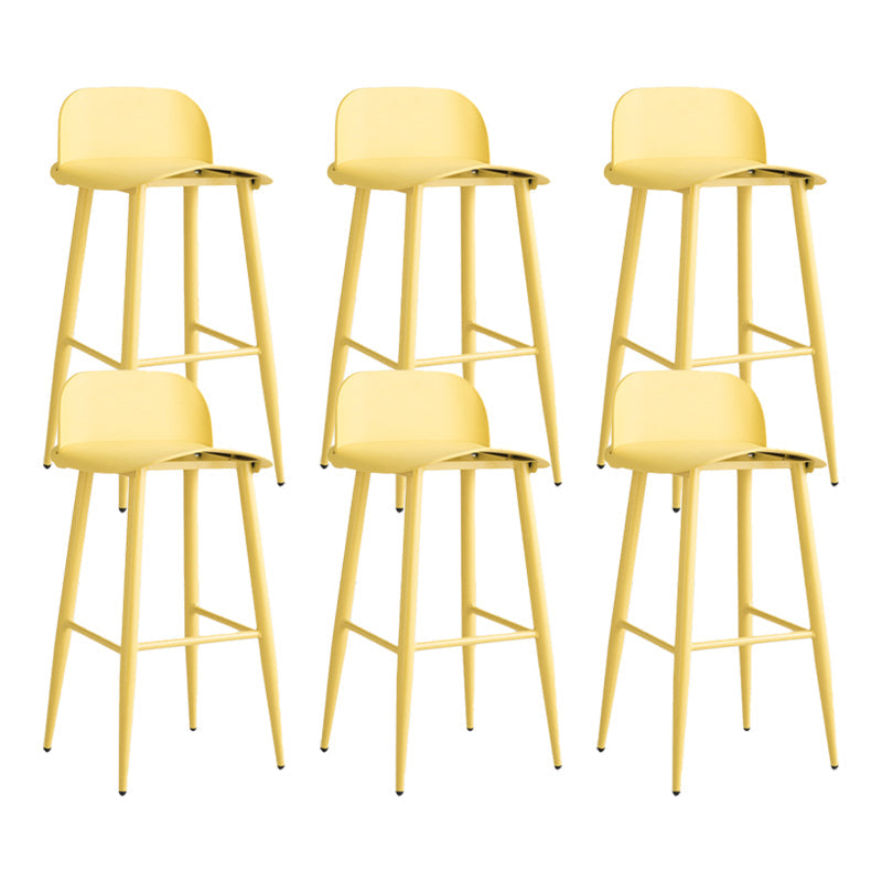 Glam Living Room Bar Height Stool Plastic Bar Stool with Iron Legs Yellow 6 Piece Set Clearhalo 'Bar Furniture' 'Bar Stools' 'bar_stools' 'furn' 'furn_bar_stools' 'Furniture' 'Kitchen & Dining Furniture' 6472893