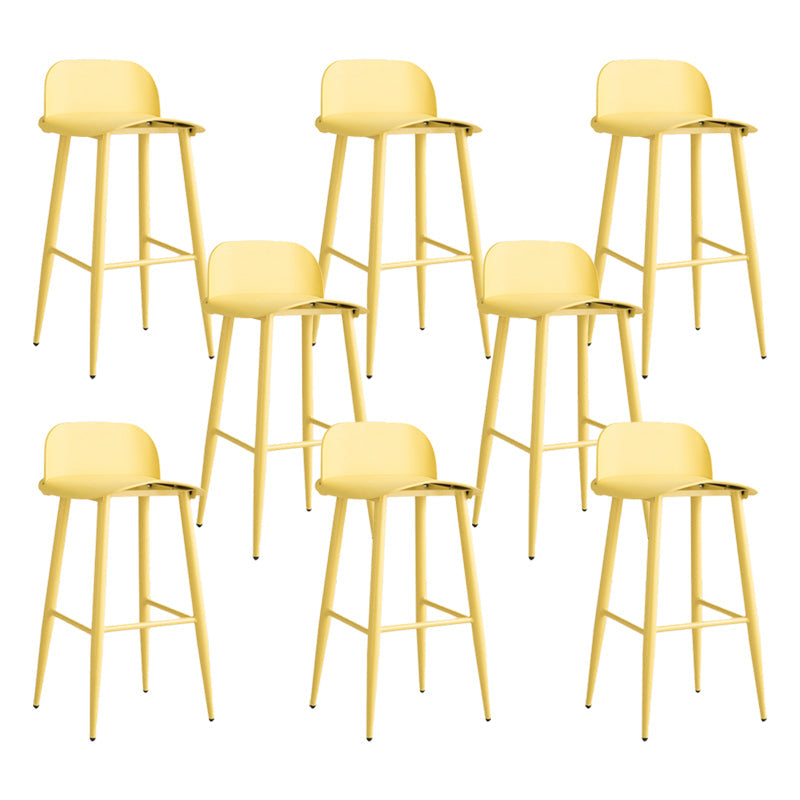 Glam Living Room Bar Height Stool Plastic Bar Stool with Iron Legs Yellow 8 Piece Set Clearhalo 'Bar Furniture' 'Bar Stools' 'bar_stools' 'furn' 'furn_bar_stools' 'Furniture' 'Kitchen & Dining Furniture' 6472894