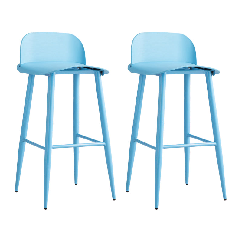 Glam Living Room Bar Height Stool Plastic Bar Stool with Iron Legs Blue 2 Piece Set Clearhalo 'Bar Furniture' 'Bar Stools' 'bar_stools' 'furn' 'furn_bar_stools' 'Furniture' 'Kitchen & Dining Furniture' 6472895