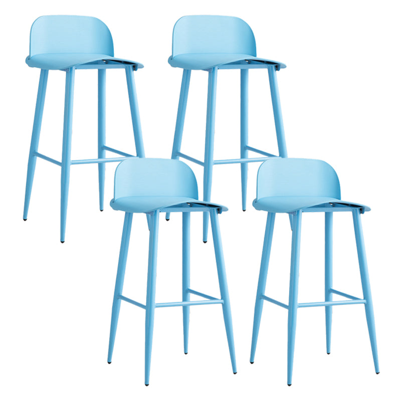 Glam Living Room Bar Height Stool Plastic Bar Stool with Iron Legs Blue 4 Piece Set Clearhalo 'Bar Furniture' 'Bar Stools' 'bar_stools' 'furn' 'furn_bar_stools' 'Furniture' 'Kitchen & Dining Furniture' 6472896