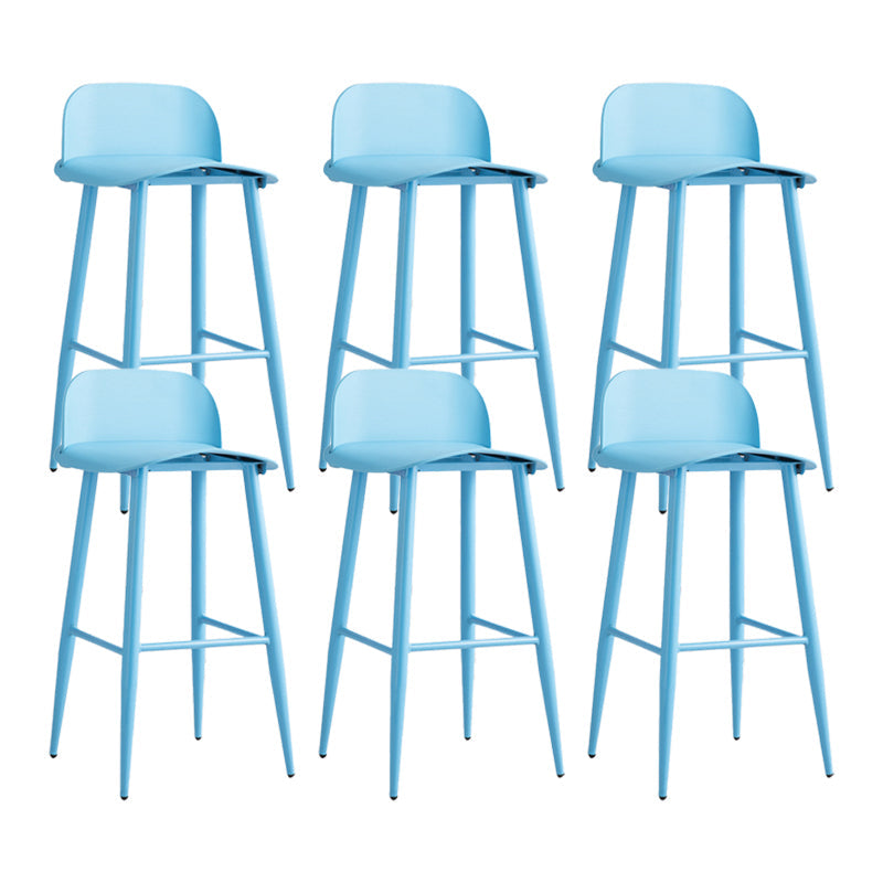 Glam Living Room Bar Height Stool Plastic Bar Stool with Iron Legs Blue 6 Piece Set Clearhalo 'Bar Furniture' 'Bar Stools' 'bar_stools' 'furn' 'furn_bar_stools' 'Furniture' 'Kitchen & Dining Furniture' 6472897