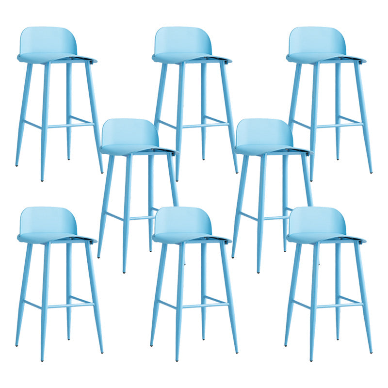Glam Living Room Bar Height Stool Plastic Bar Stool with Iron Legs Blue 8 Piece Set Clearhalo 'Bar Furniture' 'Bar Stools' 'bar_stools' 'furn' 'furn_bar_stools' 'Furniture' 'Kitchen & Dining Furniture' 6472898