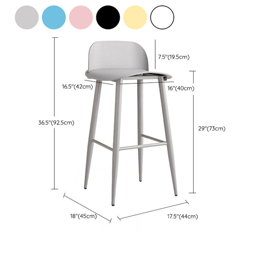 Glam Living Room Bar Height Stool Plastic Bar Stool with Iron Legs