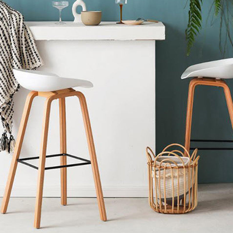 Scandinavian Bucket Armless Stool Plastic Bar Stool with Wood Legs Clearhalo 'Bar Furniture' 'Bar Stools' 'bar_stools' 'furn' 'furn_bar_stools' 'Furniture' 'Kitchen & Dining Furniture' 6472900