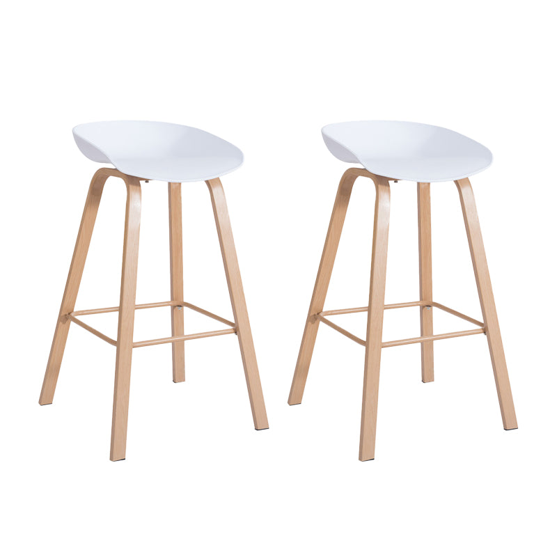 Scandinavian Bucket Armless Stool Plastic Bar Stool with Wood Legs White 2 Piece Set Clearhalo 'Bar Furniture' 'Bar Stools' 'bar_stools' 'furn' 'furn_bar_stools' 'Furniture' 'Kitchen & Dining Furniture' 6472901