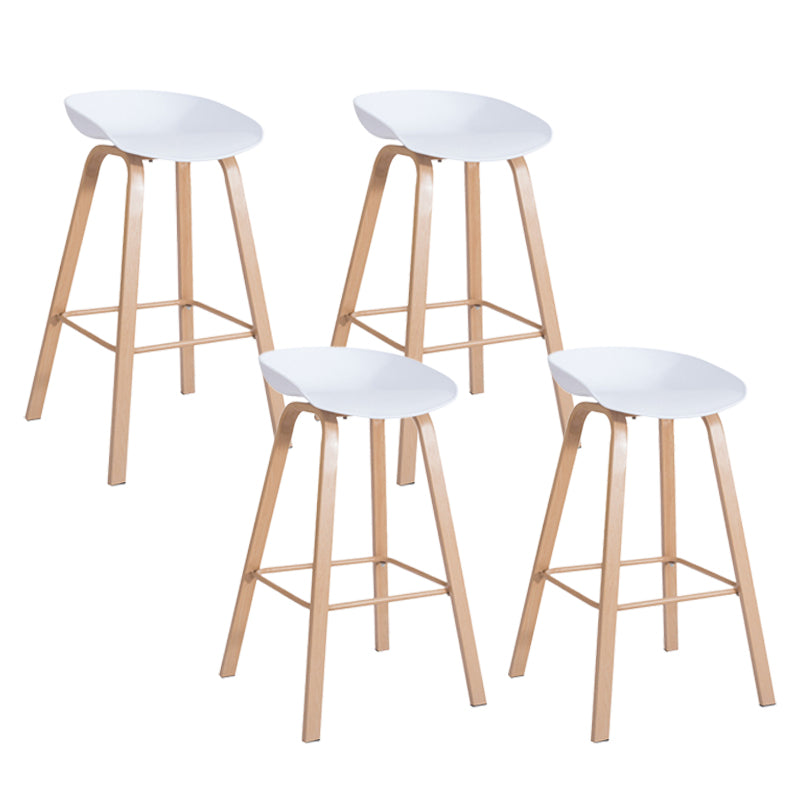 Scandinavian Bucket Armless Stool Plastic Bar Stool with Wood Legs White 4 Piece Set Clearhalo 'Bar Furniture' 'Bar Stools' 'bar_stools' 'furn' 'furn_bar_stools' 'Furniture' 'Kitchen & Dining Furniture' 6472902