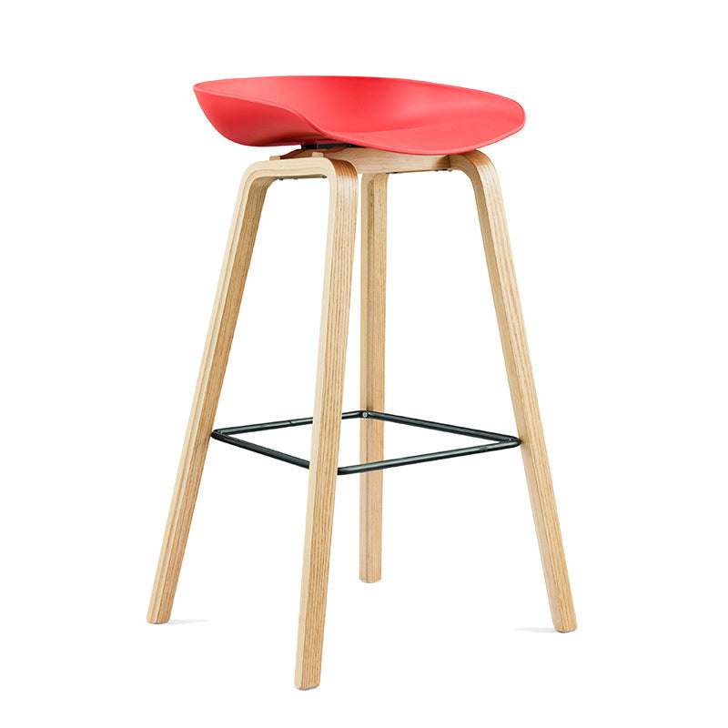Scandinavian Bucket Armless Stool Plastic Bar Stool with Wood Legs Clearhalo 'Bar Furniture' 'Bar Stools' 'bar_stools' 'furn' 'furn_bar_stools' 'Furniture' 'Kitchen & Dining Furniture' 6472906