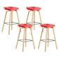 Scandinavian Bucket Armless Stool Plastic Bar Stool with Wood Legs Red 4 Piece Set Clearhalo 'Bar Furniture' 'Bar Stools' 'bar_stools' 'furn' 'furn_bar_stools' 'Furniture' 'Kitchen & Dining Furniture' 6472910