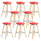 Scandinavian Bucket Armless Stool Plastic Bar Stool with Wood Legs Red 8 Piece Set Clearhalo 'Bar Furniture' 'Bar Stools' 'bar_stools' 'furn' 'furn_bar_stools' 'Furniture' 'Kitchen & Dining Furniture' 6472914