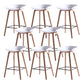 Scandinavian Solid Wood Legs Bar Stool Plastic Armless Bar Stool