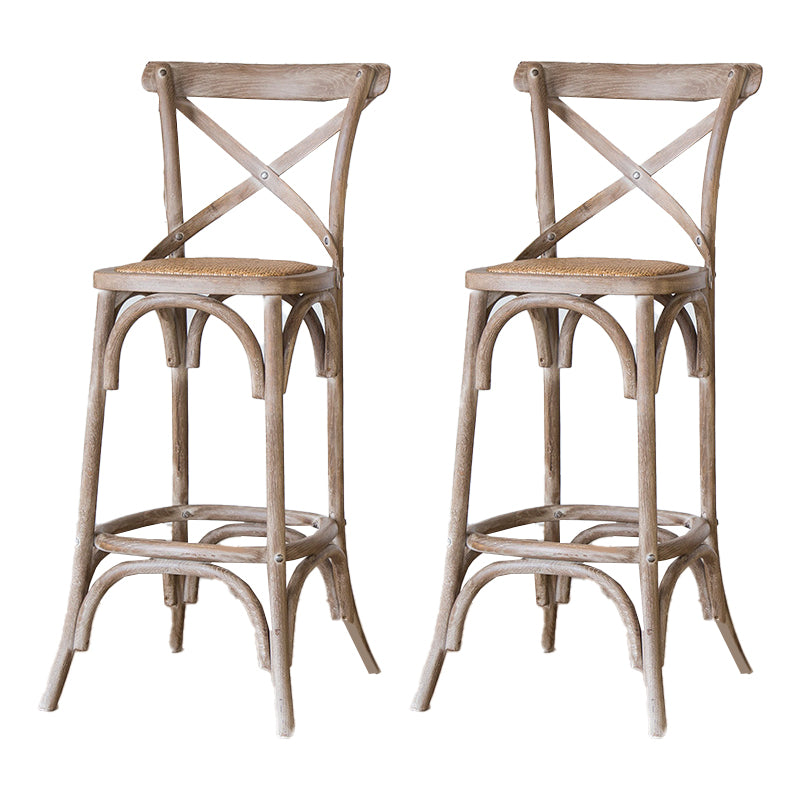 Oak Solid Wood and Rattan Bar Stool Modern Armless Indoor Bar Stool Grey 2 Piece Set Clearhalo 'Bar Furniture' 'Bar Stools' 'bar_stools' 'furn' 'furn_bar_stools' 'Furniture' 'Kitchen & Dining Furniture' 6472959
