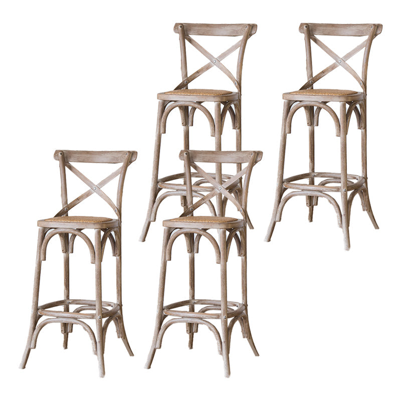 Oak Solid Wood and Rattan Bar Stool Modern Armless Indoor Bar Stool Grey 4 Piece Set Clearhalo 'Bar Furniture' 'Bar Stools' 'bar_stools' 'furn' 'furn_bar_stools' 'Furniture' 'Kitchen & Dining Furniture' 6472960
