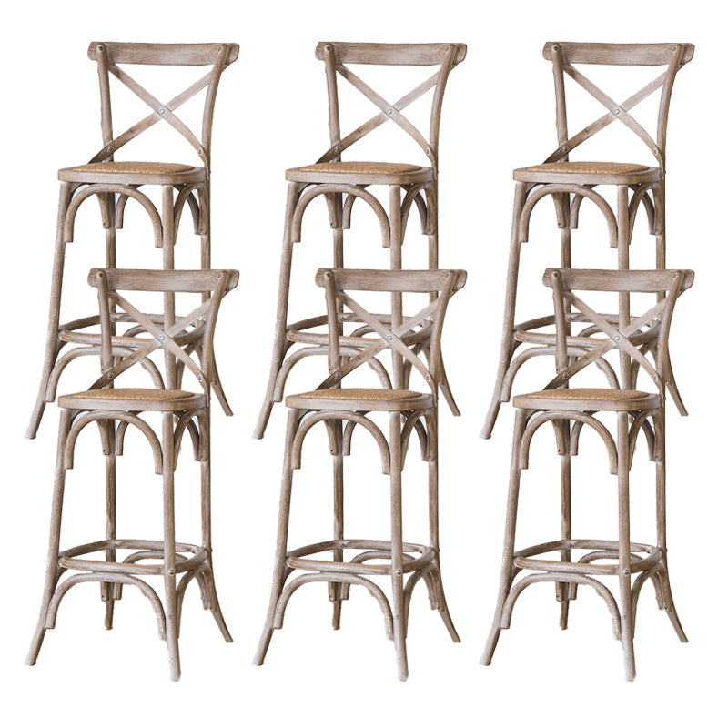 Oak Solid Wood and Rattan Bar Stool Modern Armless Indoor Bar Stool Grey 6 Piece Set Clearhalo 'Bar Furniture' 'Bar Stools' 'bar_stools' 'furn' 'furn_bar_stools' 'Furniture' 'Kitchen & Dining Furniture' 6472962