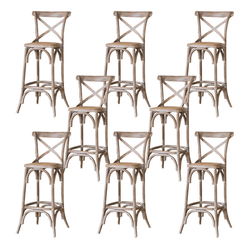Oak Solid Wood and Rattan Bar Stool Modern Armless Indoor Bar Stool Grey 8 Piece Set Clearhalo 'Bar Furniture' 'Bar Stools' 'bar_stools' 'furn' 'furn_bar_stools' 'Furniture' 'Kitchen & Dining Furniture' 6472965