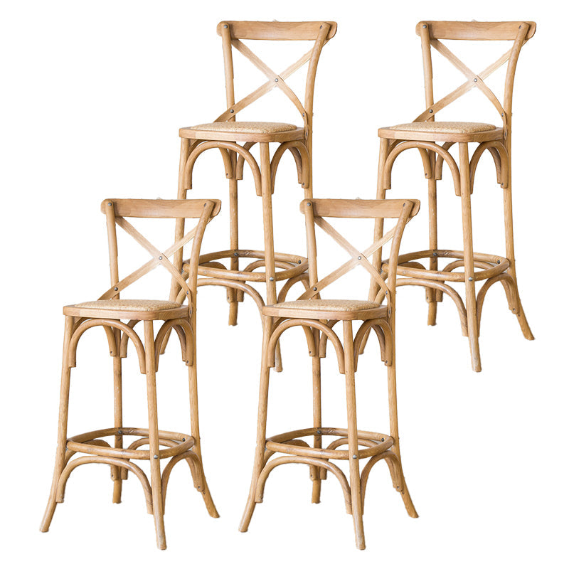 Oak Solid Wood and Rattan Bar Stool Modern Armless Indoor Bar Stool Wood 4 Piece Set Clearhalo 'Bar Furniture' 'Bar Stools' 'bar_stools' 'furn' 'furn_bar_stools' 'Furniture' 'Kitchen & Dining Furniture' 6472968