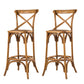 Oak Solid Wood and Rattan Bar Stool Modern Armless Indoor Bar Stool Brown 2 Piece Set Clearhalo 'Bar Furniture' 'Bar Stools' 'bar_stools' 'furn' 'furn_bar_stools' 'Furniture' 'Kitchen & Dining Furniture' 6472975