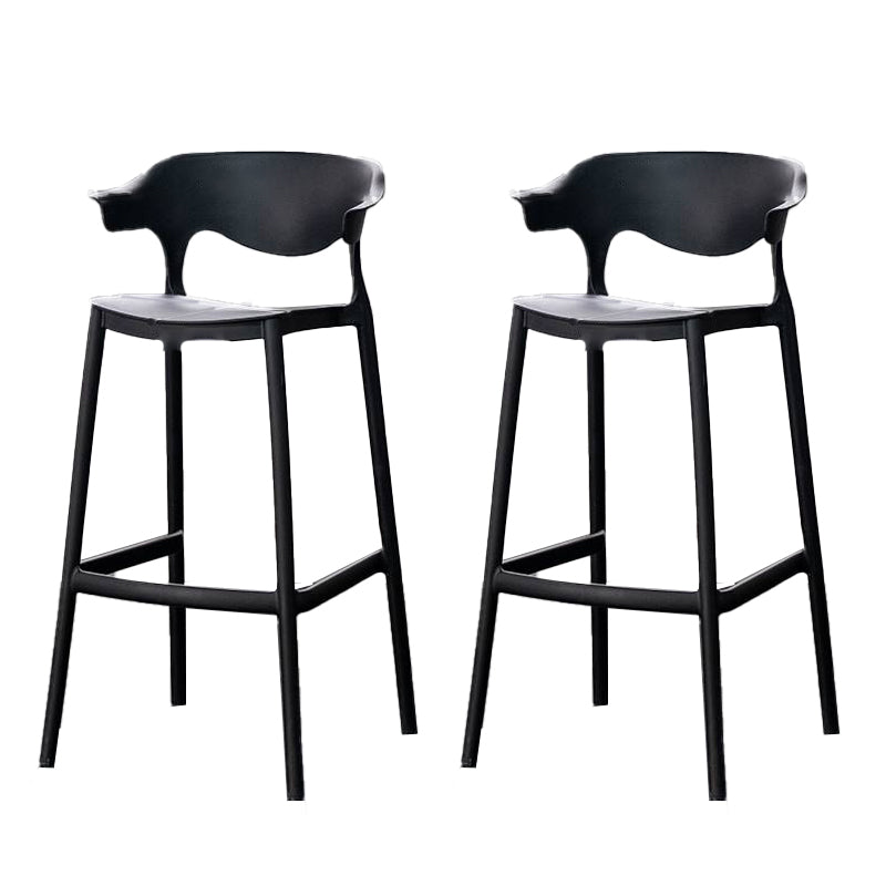 Industrial Stackable Bar Height Stool Plastic Low Back Bar Stool for Dining Room Black 2 Piece Set Clearhalo 'Bar Furniture' 'Bar Stools' 'bar_stools' 'furn' 'furn_bar_stools' 'Furniture' 'Kitchen & Dining Furniture' 6473025